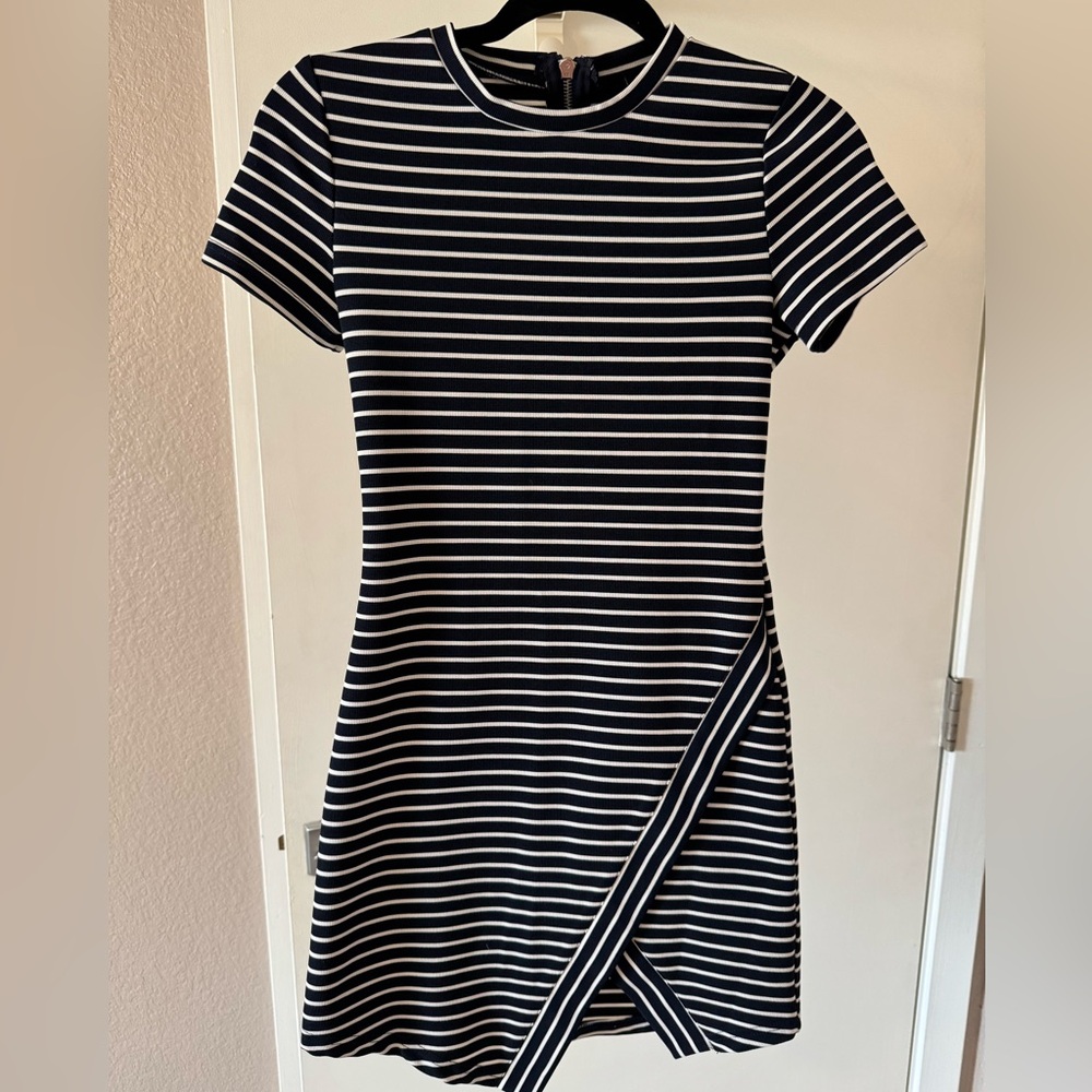 AKIRA Navy and White Striped Mini Dress